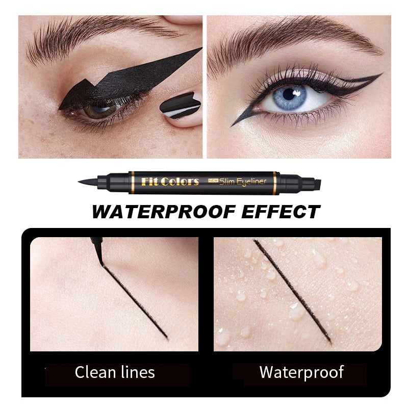 Long Lasting Eyeliner Stamp Double Head Black Wing Shape Seal Eyeliner Stamp Pencil Cat Eye Cosmetic Makeup Tool
