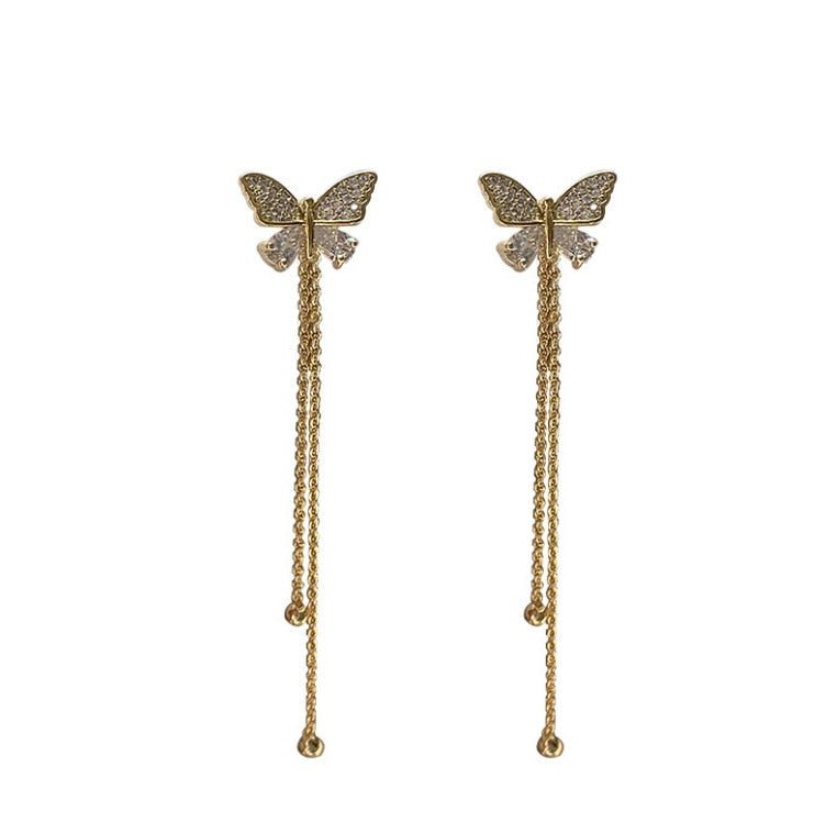 Fashion Butterfly Tassel Drop Earrings For Women Vintage Jewelry Modern Party Wedding Bridal Accessories Trendy Dangle Earrings