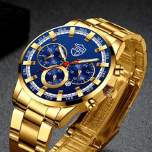 Load image into Gallery viewer, Fashion Mens Watches Luxury Men Sports Gold Stainless Steel Quartz Wrist Watch Man Business Casual Leather Watch часы мужские
