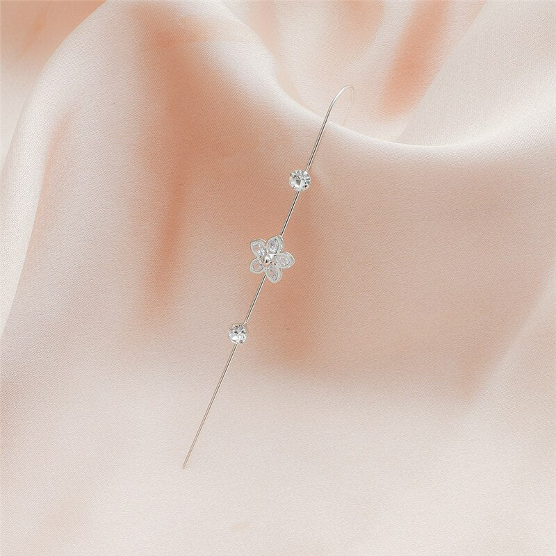 Woman Crystal  Ear Needle Wrap Crawler Hook Earrings Trendy Cubic Zirconia Piercing Stud Earrings Fashion Jewrly
