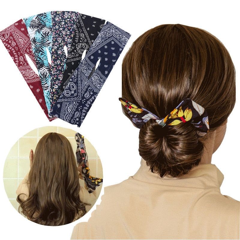 Deft Bun Hair Band DIY Donut Maker Girls Women Print Knotted Flexible Twister Styling Tool Headband Curler Hair Accessories