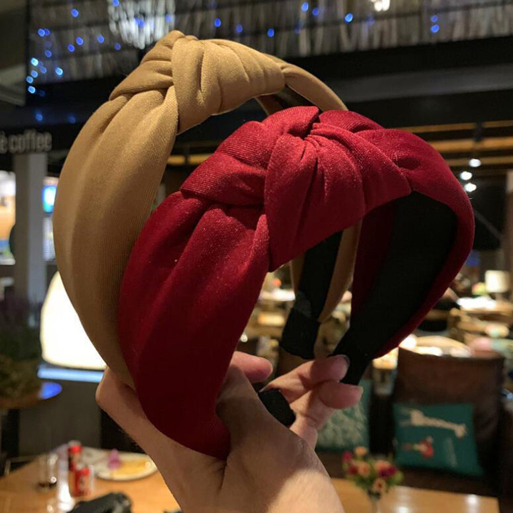 New Fashion Women Headband Solid High Elastic Hair Band Center Knot Wide Side Hairband Adult Turban Hair Accessories