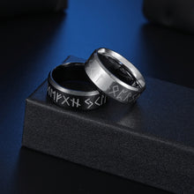 Load image into Gallery viewer, MEN Ring Stainless Steel Fashion Style MEN Double Letter Rune Words Odin Norse Viking Amulet RETRO Rings Jewelry