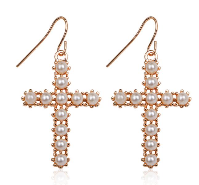 korean Fashion Big Long Cross drop Earrings for Women Gold Silver Color 2022 Dangle hanging Drop Earrings Brincos female Jewelry