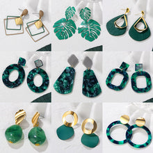 Load image into Gallery viewer, POXAM New Korean Statement Earrings for women Green Cute Arcylic Geometric Dangle Drop Gold Earings Brincos 2022 Fashion Jewelry