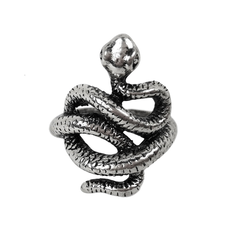 Ring For Women Girls Snake Smile Fashion Men Jewelry Vintage Ancient Silver Color Punk Hip Hop Adjustable Boho Frog
