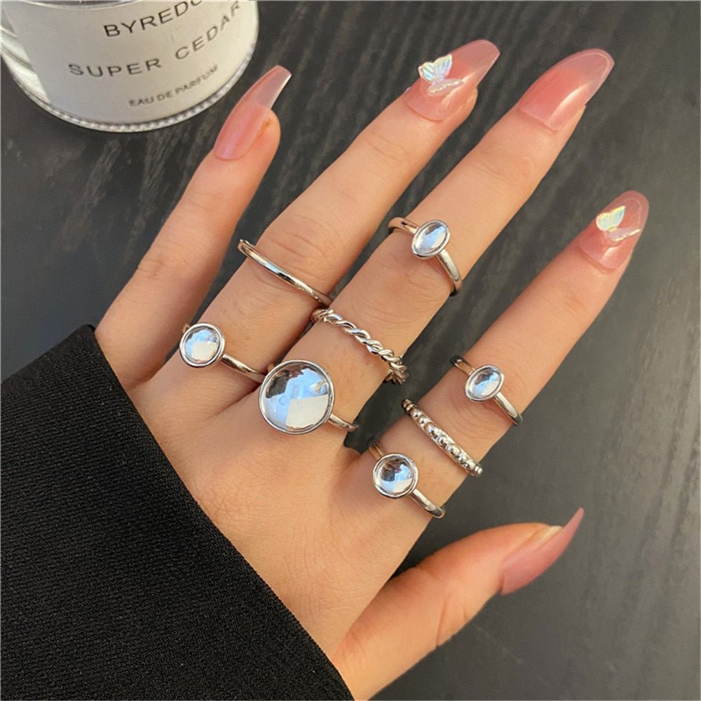Vintage Gothic Skull Flower Angel Rings for Women Hip Hop Silver Color Butterfly Heart Finger Ring Fashion Streatwear Jewelry