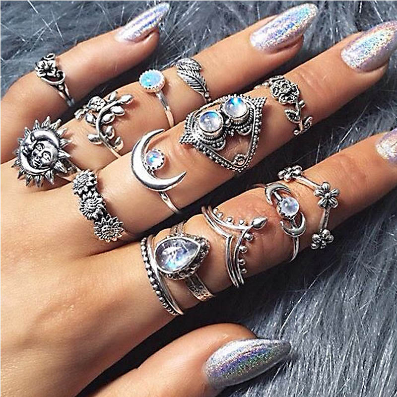 30 Styles Trendy Boho Midi Knuckle Ring Set For Women Crystal Geometric Finger Rings Fashion Bohemian Jewelry