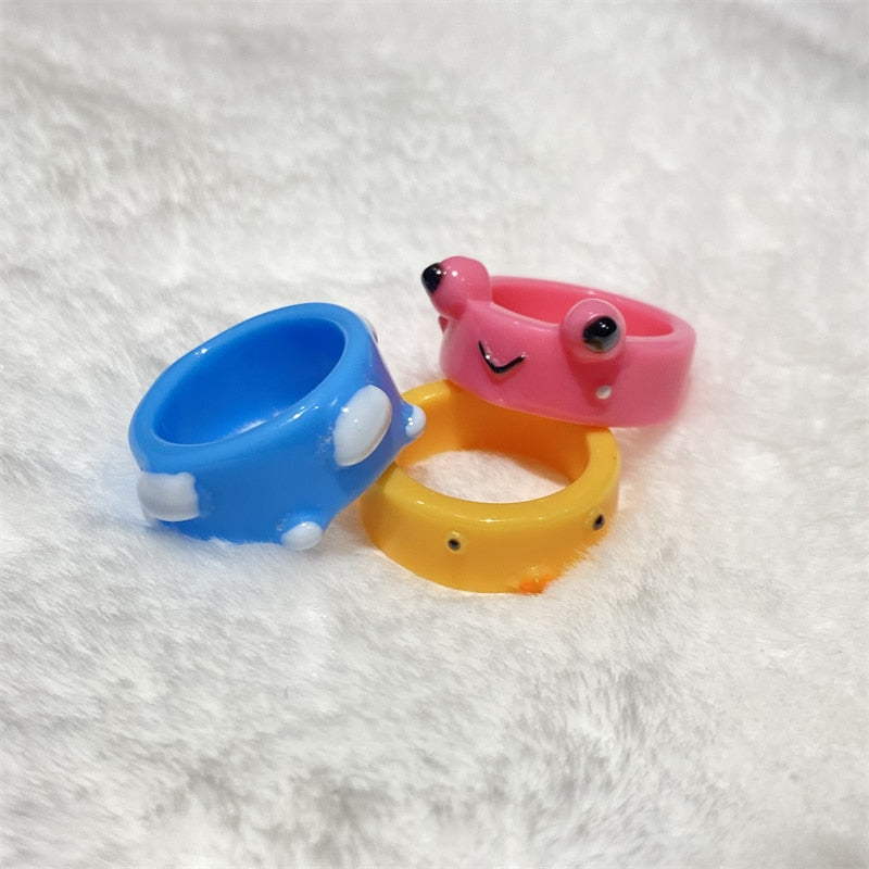 Acrylic Frog Ring Chick Resin Rings For Women Girls Simple Animal Aesthetic Jewelry Friendship Rings Greative Party Travel Gifts