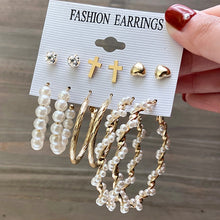 Load image into Gallery viewer, 17KM Vintage Geometric Gold Metal Earrings Set For Women Punk Pearl Dangle Drop Earrings 2022 Trend Set of Earrings Jewelry