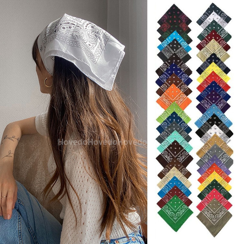 Fashion Bohemian Print Bandana Hair Bands for Women Girls Turban Headband Unisex Square Scarf Handkerchief Hair Accessories
