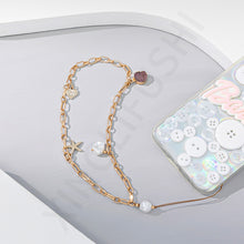 Load image into Gallery viewer, Personalized Bizarre Crushed Stone Flat Imitation Pearl Stitching Mobile Phone Decoration Chain Women Anti-Lost Lanyard Jewelry