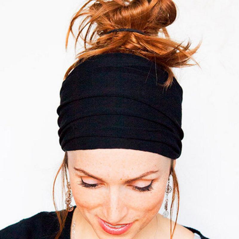 1pc New women Elastic Headband Casual Workout Solid Color head wrap Girl Wide Turban Elastic Stretch Running Soft Yoga