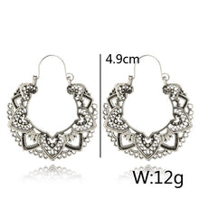 Load image into Gallery viewer, Tocona Vintage Antique Silver Color Carving  Drop Earrings for Women Ethnic Alloy Piercing Dangle Earrings Jewelry pendient4313