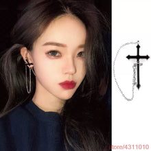 Load image into Gallery viewer, korean Fashion Big Long Cross drop Earrings for Women Gold Silver Color 2022 Dangle hanging Drop Earrings Brincos female Jewelry