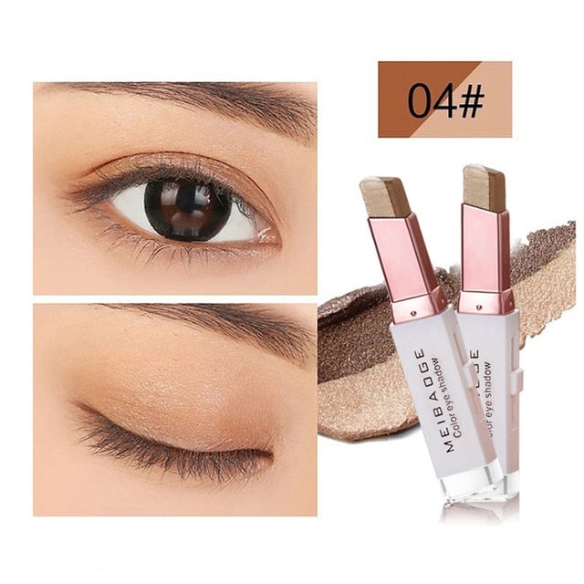 Double Color Glitter Eye shadow Stick Matte Eyeshadow Makeup Waterproof Bicolor Shimmer Cosmetics Beauty Makeup Tool