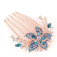 Load image into Gallery viewer, Austrian Rhinestone Hair Comb Flower Leaf Bridal Crystal Hair Ornaments Jewelry Wedding Elegant Hair Accessories