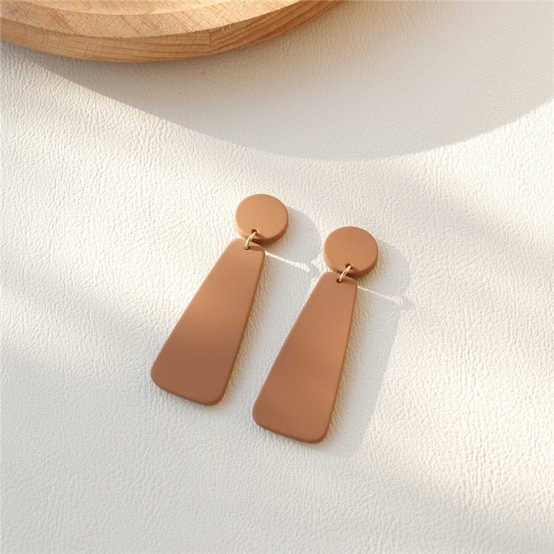 AOMU 1Pair Women Fashion Vintage Geometric Irregular Solid Color Acrylic Long Dangle Drop Earrings for Women Party Jewelry