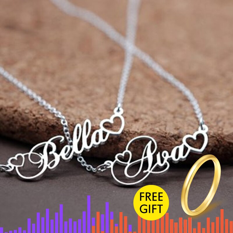 Tiny Love Heart Name Necklaces Trendy Customized Handmade Charm Letter Choker Necklaces Pendant Steel Jewelry Friendship Gifts
