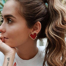 Load image into Gallery viewer, 2022 New Design Red Heart Stud Earring Women Metal Gold Color Eye Heart Lips Wedding  Statement Earrings Fashion Party Jewelry