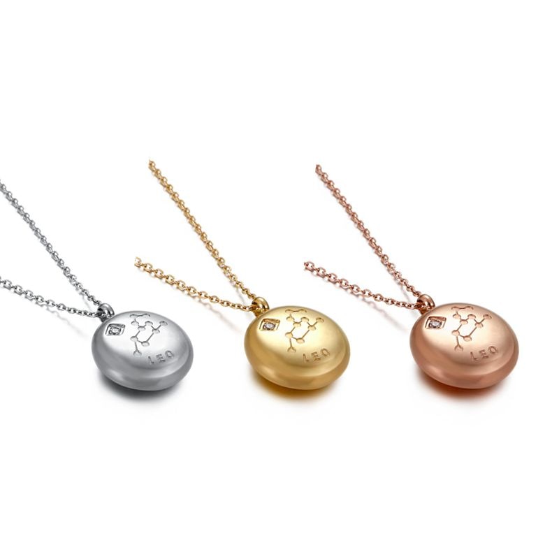 12 Constellation Necklace Zodiac Signs stainless Steel Coffee Beans Pendant Clavicle Chain Necklace Birthday Gifts for Women
