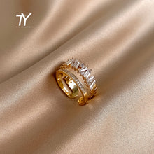 Load image into Gallery viewer, Luxury Zircon Gold Double Student Opening Rings For Woman 2022 New Fashion Gothic Finger Jewelry Wedding Party Girl&#39;s Sexy Ring