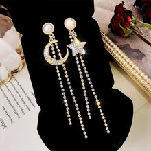 Load image into Gallery viewer, Luxury Brand Gold Color Star Earrings for Women 2022 New Fashion Crystal Pearl Geometric Dangle Earrings Female Wedding Jewelry
