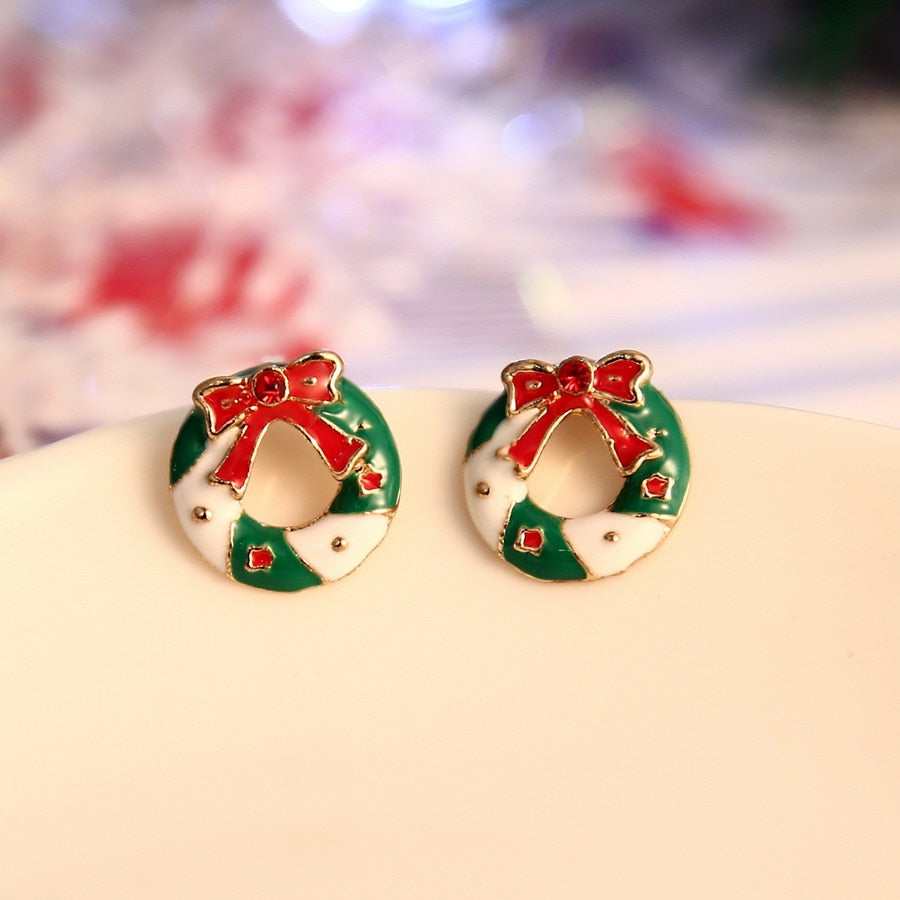 Rinhoo Christmas Stud Earrings Rhinestone Snowflake Elk Earrings Pendant Ear Jewelry Women Cute Christmas Festival New Year Gift