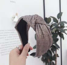 Load image into Gallery viewer, New Vintage Hairband Women Shining Hot Stamping Cloth Wide Side Center Knot Headband Adult Classic Hair Accessories