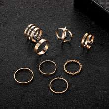Load image into Gallery viewer, Tocona Bohemian Edgy Cross Moon Geometric Adjustable Gold Rings for Women Simple Open Joint Ring Set Party Jewelry кольца 10287