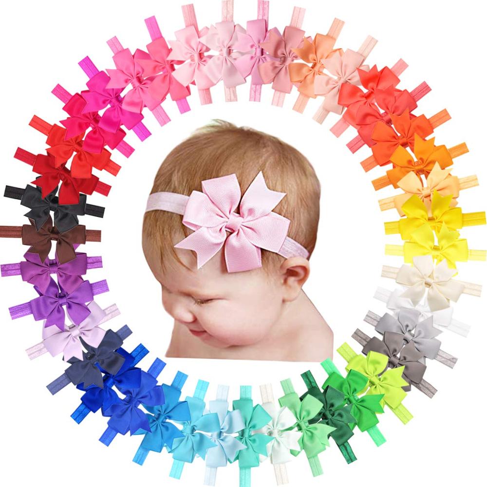 40 Pieces Baby Girls Headbands 3 Inch Grosgrain Ribbon Hair Bows Headbands for Baby Girls Infants Kids and Toddler