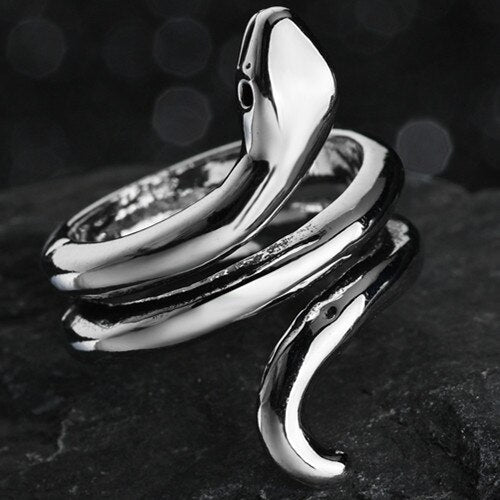Rings for Men Women Punk Goth Snake Ring Exaggerated Black Plated Gothic Adjustable Party Gift Jewelry Mujer Bijoux