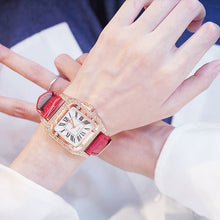 Load image into Gallery viewer, Women Diamond Watch Starry Square Dial Bracelet Watches Set Ladies Leather Band Quartz Wristwatch Female Clock Zegarek Damski