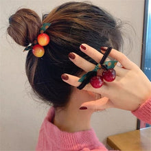 Load image into Gallery viewer, Women Hair Ties Elastic Rubber Bands Bow Girl Acrylic Cherry Flower Bear Bow Knot Korean Head Accessories Scrunchies Wholesale