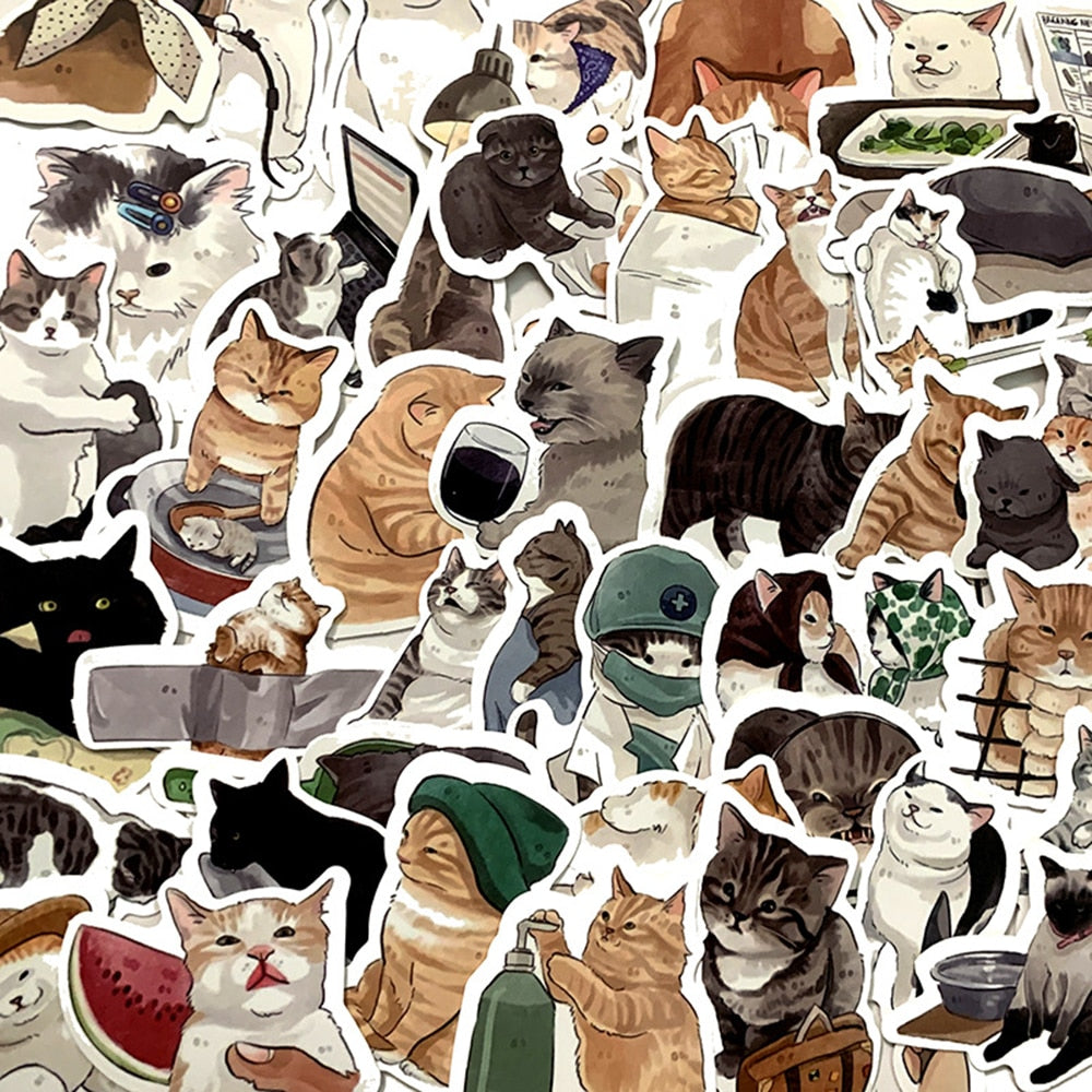 10/30/54pcs Cute Cats Animal Graffiti Stickers Cartoon Decals Kids Toy DIY Diary Suitcase Scrapbook Phone Laptop Bike Sticker