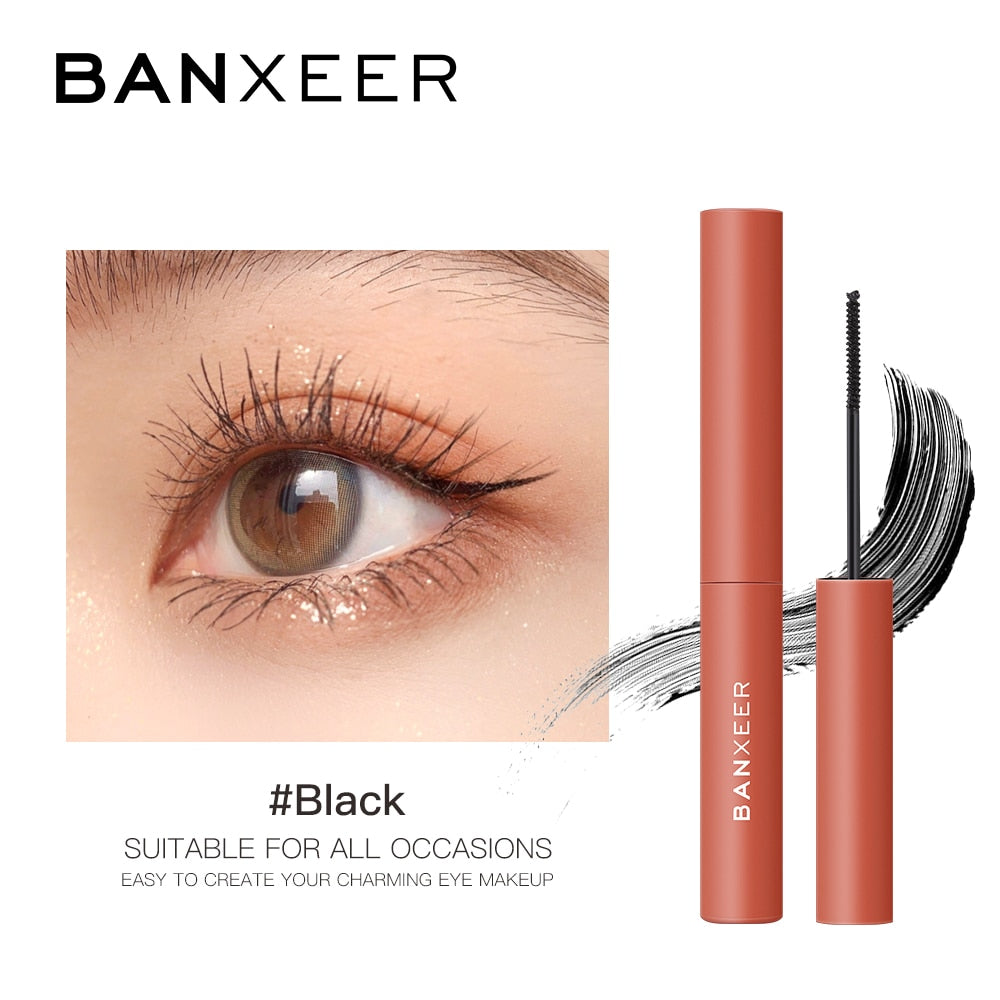 BANXEER Ultra-Fine Eyelashes Long Mascara 4D Silk Fiber Waterproof Curling Mascara Volume Extension Female Cosmetics Makeup