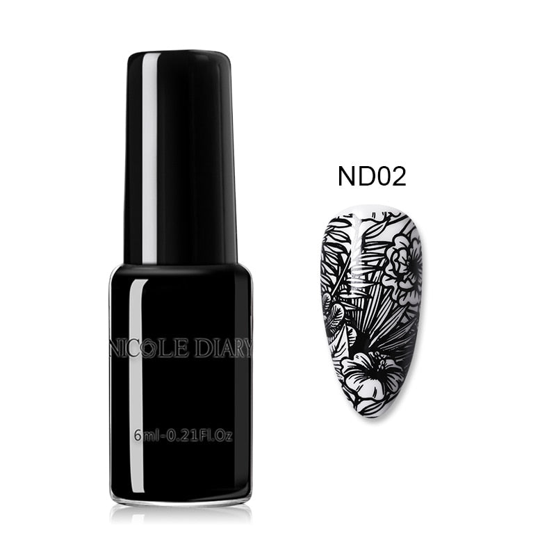 NICOLE DIARY Stamping Nail Polish Black White Gold Silver Nail Art Printing Varnish DIY Design for Stamping Plate Nails Lacquers