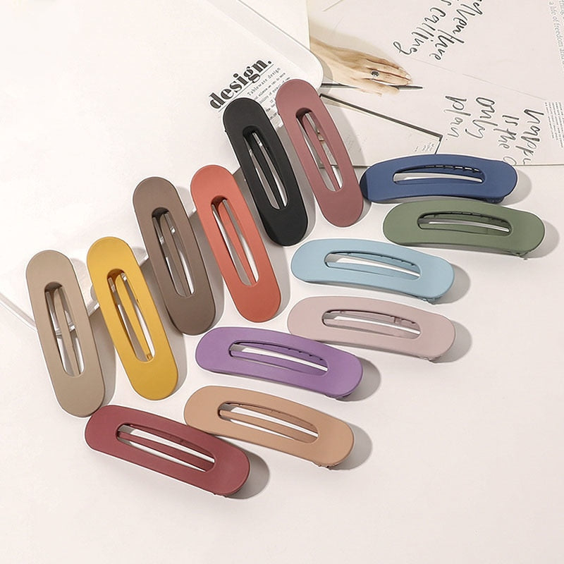 Korean Frosted Large Hair Clips For Women Girl Hair Accesories Fashion Color Solid Acrylic Hairpins Toothed Non-slip BB Barrette
