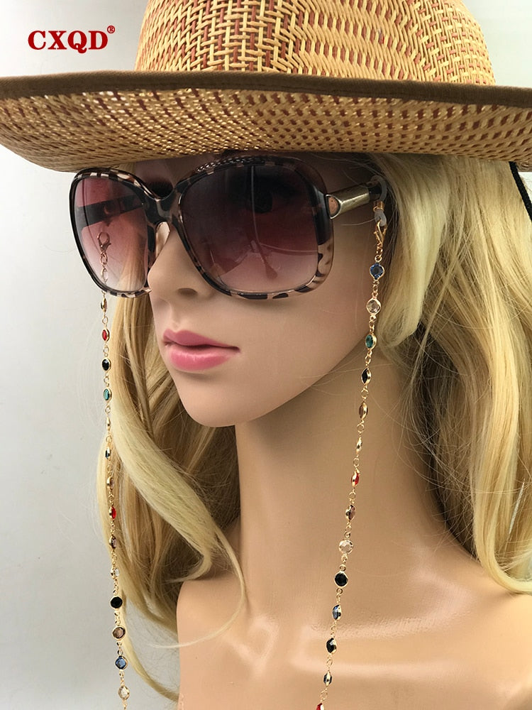 Colorful Crystal Bead Eyeglass Holder Fashion Glasses Chain For Women Eye Accessories Eyewear Straps Cord Sunglasses String Gift