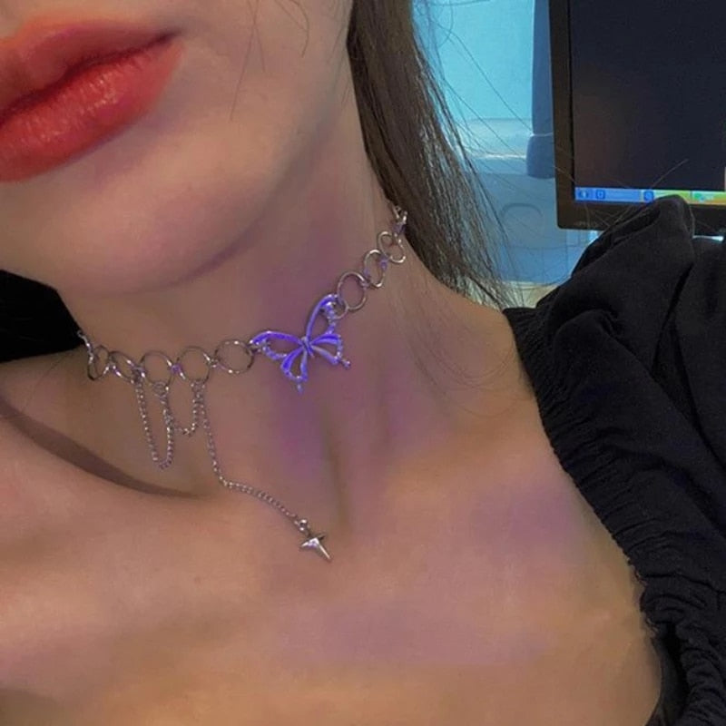 Hollow Korean Sweet Love Heart Choker Necklace Statement Girlfriend Gift Cute Bicolor Necklace Jewelry Collier Femme 2022