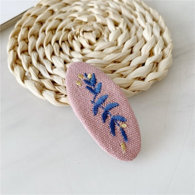 2 piece  set new girl hair accessories headdress simple knit simple wild embroidery hair clip ladies