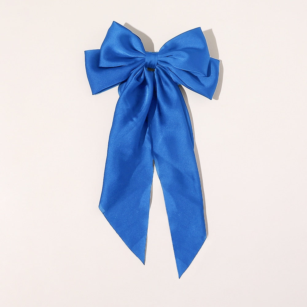 New Women Large Bow Hairpin Summer Chiffon Big Bowknot Stain Bow Barrettes Women Solid Color Ponytail Clip Hair Accessories