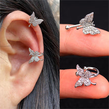 Load image into Gallery viewer, 1Pcs Cute Butterfly Earcuff Clip On Cuff Earrings Girls Women Fake Piercing Cartilage Earrings Ear Clips Ring Without Hole New