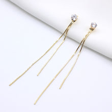Load image into Gallery viewer, Korean Vintage Glossy Arc Bar Long Tassel Drop Earrings for Women Gold Geometric Fashion Jewelry Luxury Hanging Pendientes
