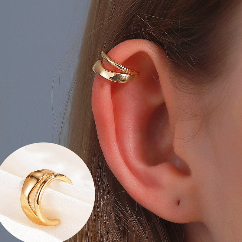 ZYZQ 1PC Punk Gold Metal Ear Cuff Ear Clip for Women No Pierced C Shape Geometric Small Earcuff Ear Wrap Earcuff Clips Jewelry