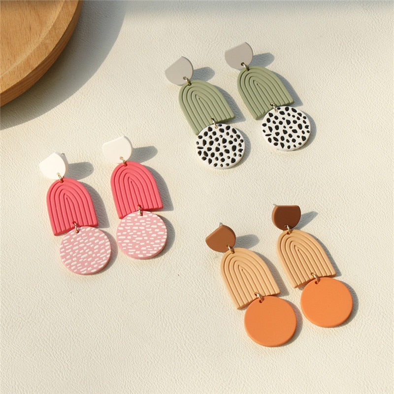 AOMU New Trendy Acrylic Series Colorful Geometric Irregular Hollow Women Jewelry Gifts Acrylic Dangle Earrings Collection