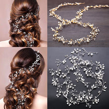 Load image into Gallery viewer, Brial Hair Jewelry Crown Headpiece Pearl Crystal Leaf Bride Tiaras Wedding Vine Hair Accessories headdress Headbands Hairdress