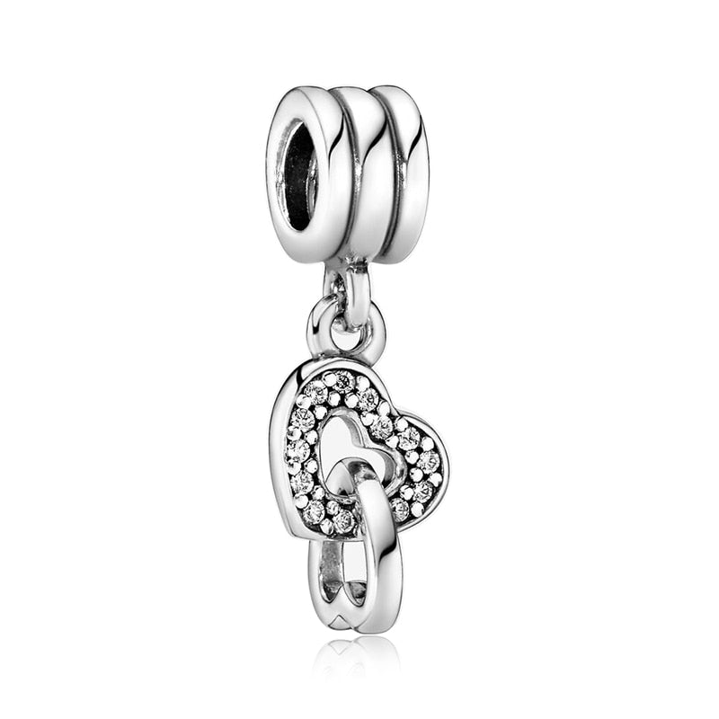 New Silver Color Feather Crown Safety Chain Owl Love Beads Tower Pendant Fit Pandora Charms Bracelets DIY Women Original Jewelry