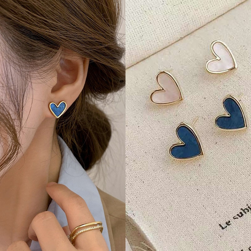 Pink Love Earrings No Hole Ear Clips Blue Heart Clip Earring Without Piercing Minimalist Earrings Jewelry CE1194
