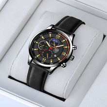 Load image into Gallery viewer, Fashion Mens Sports Watches Man Business Quartz Wristwatch Luxury Black Leather Bracelet Men Casual Luminous Clock Watch